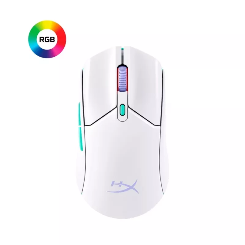 HyperX Pulsefire Haste 2 Core Wls – Belaidis žaidimų pelė (balta/žalia/violetinė)