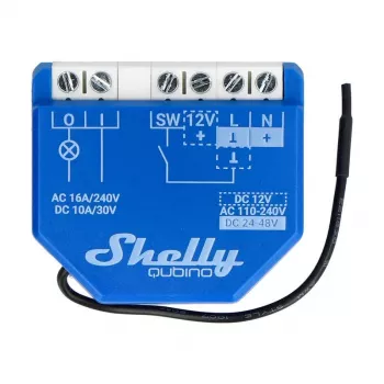 Išmanioji relė Shelly Qubino Wave 1 Plastikas 110–240V 16A, Z-Wave 868.4 MHz, mėlyna, montuojama ant sienos