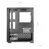 Mini bokso korpusas TACENS Mars Gaming MC-SE2 — Mini-ITX / Micro-ATX, juodas, šoninis langas, maitinimo šaltinis apačioje, palaiko 2x2,5 colio + 1x3,5 colio