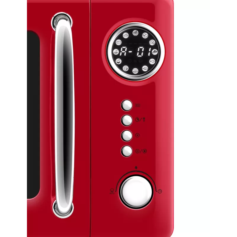 Mikrobangų krosnelė ETA Storio Red Solo – 20 L, 700 W, 5 galingumo lygių, 245 mm padėklas