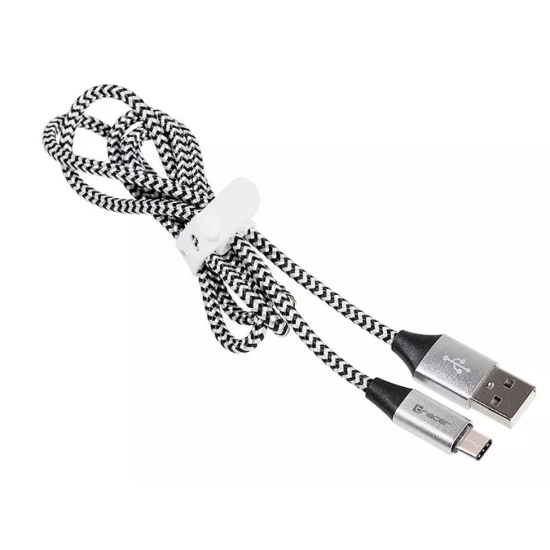 USB 2.0 laidas Type-C vyriškas – C vyriškas 1,0 m juodai sidabrinis