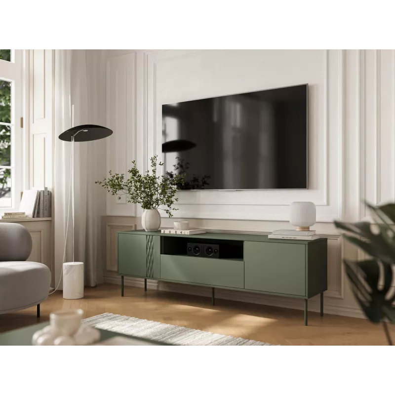 Cama EF TRESSE RTV spintelė 180x40x54.5 matinis žalias
