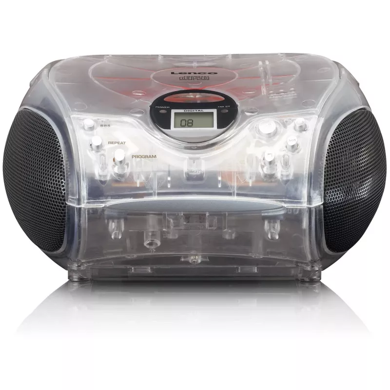 Nešiojamas radijo CD grotuvas Lenco SCD-24TR – FM, 4W, LCD, teleskopinė antena, AC/DC, 6×C baterijos
