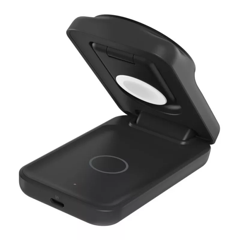 Belkin UltraCharge 25 W Qi2 3 viename lankstoma belaidžio įkrovimo stotis, juoda (WIZ036KQBK)