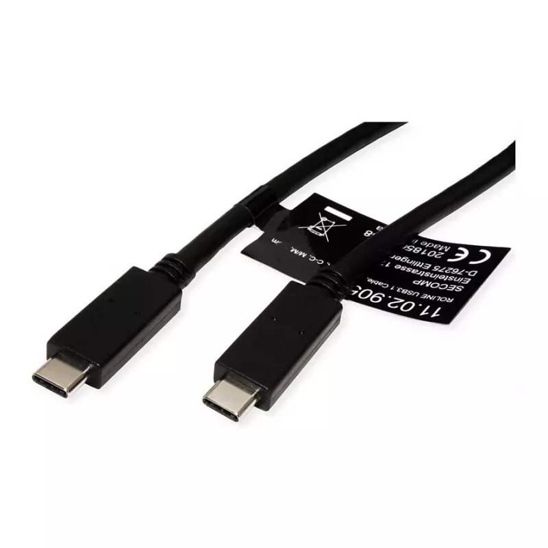 USB laidas ROLINE 11.02.9057 USB 3.2 Gen 2 1m USB-C juodas