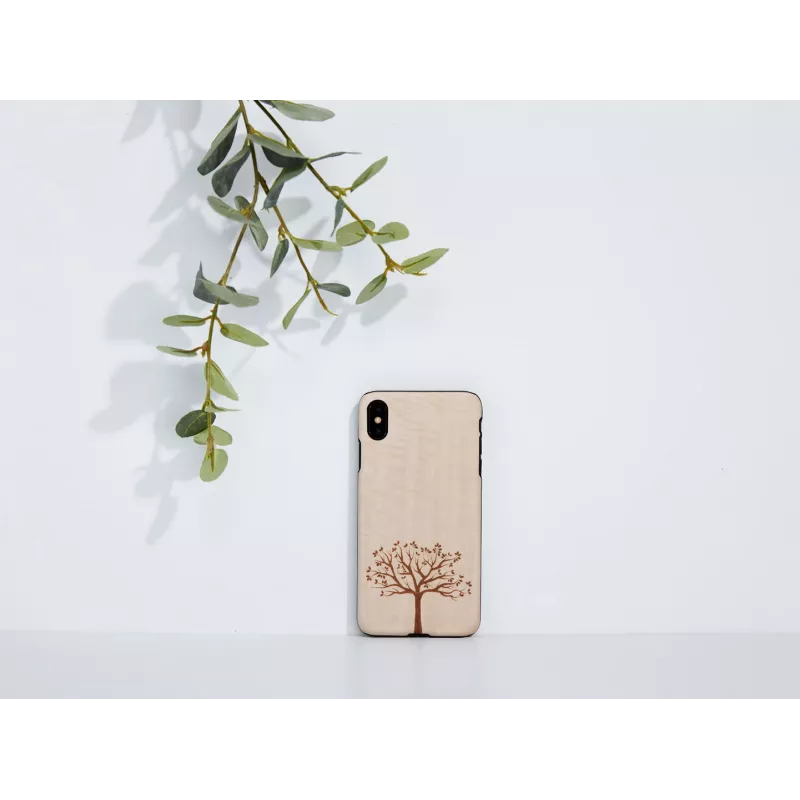 Dėklas iPhone XS Max man and wood – obels mediena, juoda