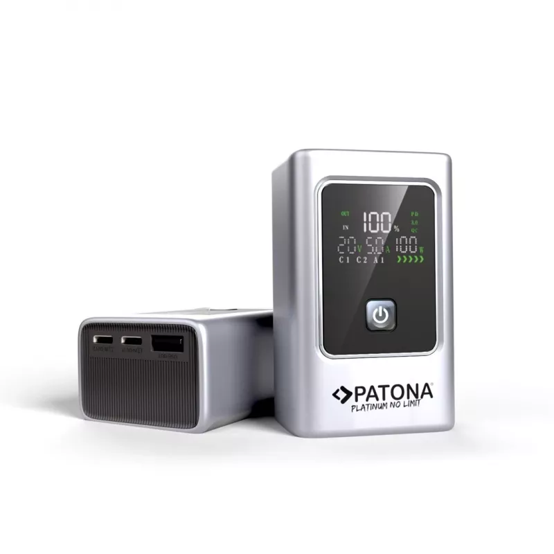 PATONA Platinum Powerbank Luxury One PD35 | 10000 mAh | PD 35W | USB-C + USB-A sidabrinis, juodas