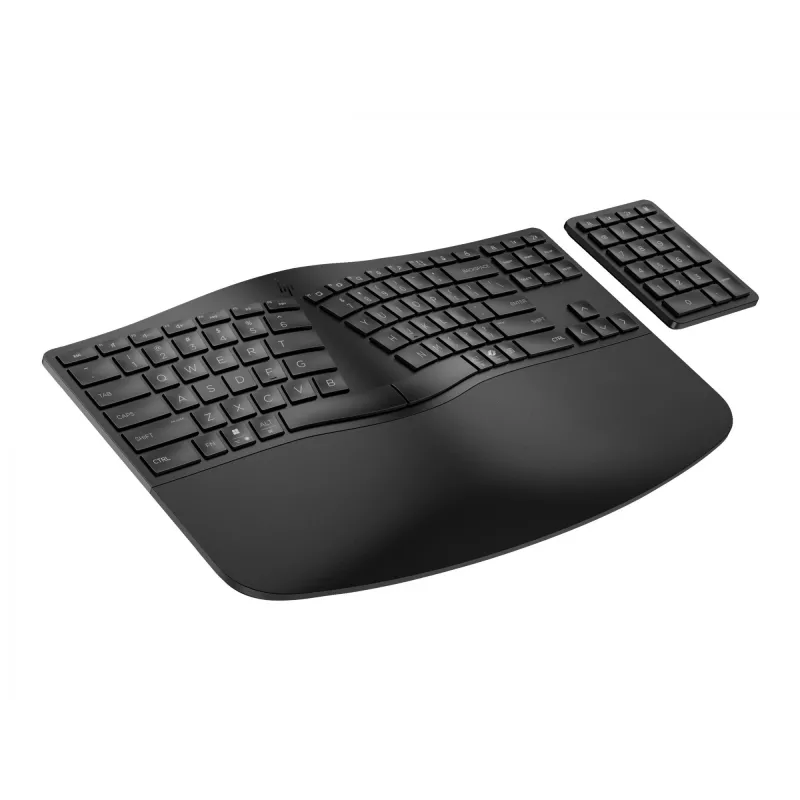 HP 960 ergonominė belaidė klaviatūra, pilno dydžio (100%), belaidė, RF Wireless + Bluetooth, membraninė, juoda