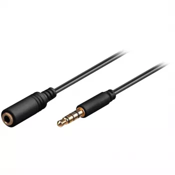 Wentronic Goobay 3,5 mm lizdo ilginimo laidas, juodas, 1,5 m - kištukas 3,5 mm (4 kontaktai, stereo) > lizdas 3,5 mm (4 kontaktai, stereo) (62478)