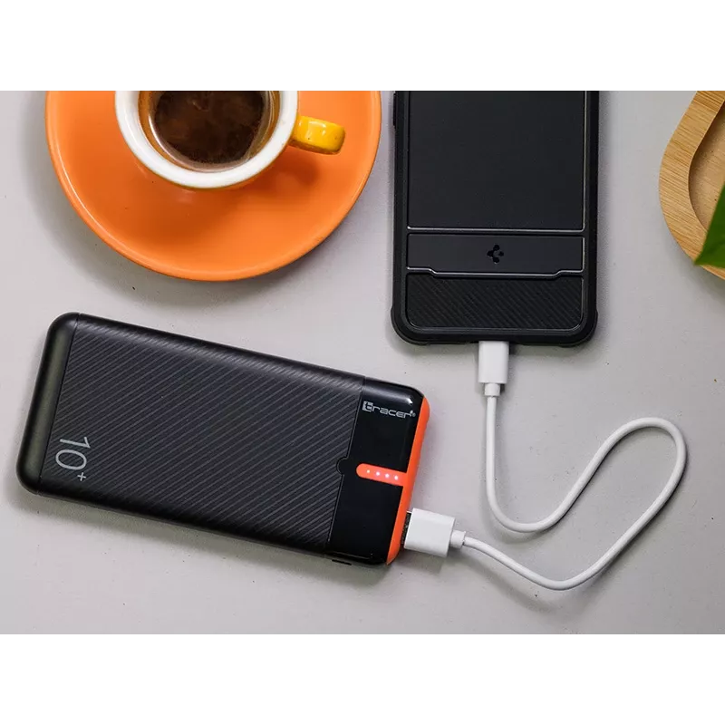 PowerBank EnerGo 10000 mAh juodai-oranžinis