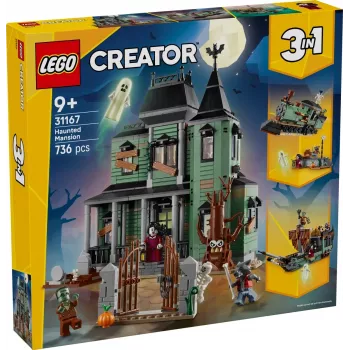 Konstruktorius LEGO Creator 3-in-1 Haunted House 31167 – 736 dalių, 3 modeliai, 5 minifigūrėlės