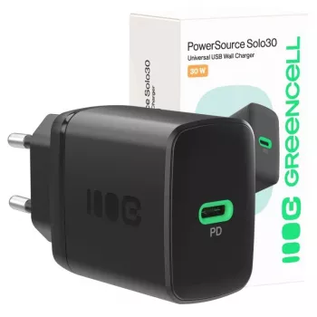 Green Cell PowerSource Solo30 30W Juodas – USB-C vieno prievado maitinimo adapteris