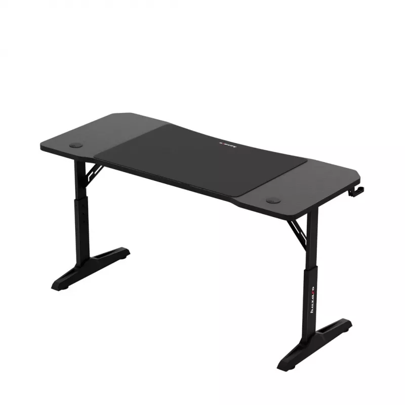 Gaming stalas huzaro Hero 3.6 – stačiakampis 1400×600 mm, aukštis reguliuojamas 560–790 mm, juodas, H kojos, 15 mm stalviršis