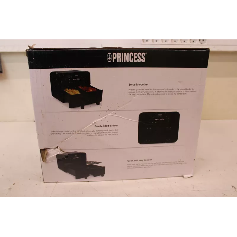 Princess Double Basket Airfryer 182068 | 2400 W | 8 L | Juoda | PAKAVIMO DEFEKTAS, ĮBRĖŽIMAI ANT KORPUSO