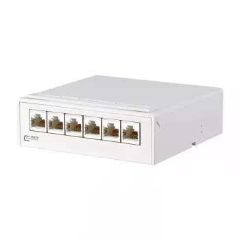 METZ CONNECT E-DAT pataisų skydelis - CAT 6a - 6x RJ-45 - Gryna balta (130862-21C-E)