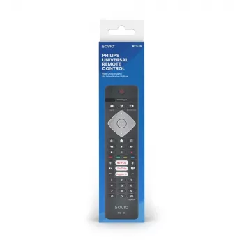 SAVIO RC-16 universalus IR belaidis nuotolinio valdymo pultas TV imtuvui / priedėliui, 20 įrenginių, 10 m atstumas, juodas