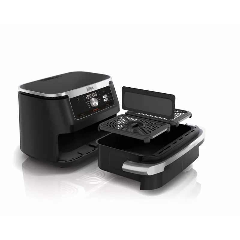 Kepimo indas Ninja AF500EU dvigubas 10,4 L atskiras 2470 W karšto oro gruzdintuvė Juoda, Nerūdijantis plienas