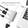 Dokavimo stotelė helos 288388 USB 3.1 Type-C su 4K HDMI, DVI ir VGA išėjimais