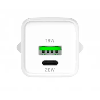 Sieninis USB-C / USB-A įkroviklis YENKEE YAC G38 20W 3A Power Delivery