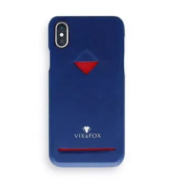Užvalkalas su kortelių kišene VixFox iPhone 7/8 Plus – tamsiai mėlynas, galinis apsauginis dėklas su kortelių kišene