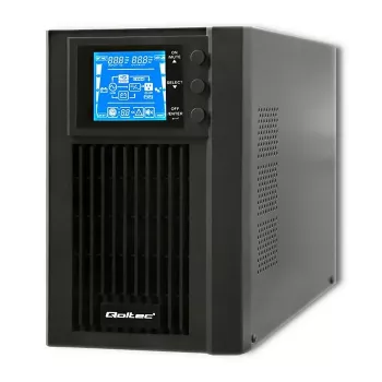 Qoltec 53042 nepertraukiamo maitinimo šaltinis (UPS) Dvigubo keitimo (Online) 1 kVA 800 W 2 AC lizdai