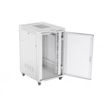 Stovimas 19 inch serverio spintos korpusas 27U 800x1000 mm pilkas perforuotomis durimis su LCD ekranu LANBERG (plokščioje pakuotėje)