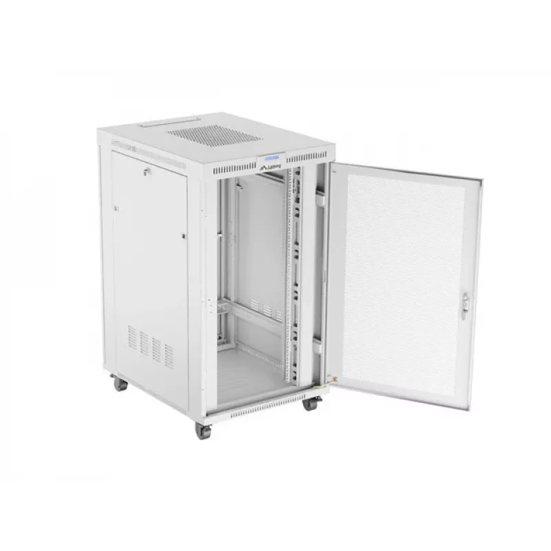 Stovimas 19 inch serverio spintos korpusas 27U 800x1000 mm pilkas perforuotomis durimis su LCD ekranu LANBERG (plokščioje pakuotėje)