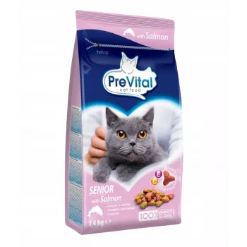Sausas kačių ėdalas PREVITAL Senior Salmon 1,4 kg