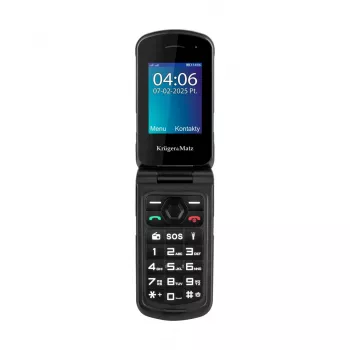 Sulankstomas telefonas Kruger & Matz Iron 5 Flip KM0466 — Dual SIM, 2.4 colių ekranas, IP68/IP69K, 1200 mAh