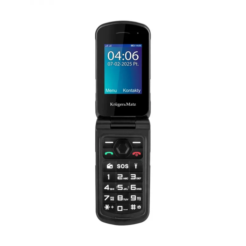 Sulankstomas telefonas Kruger & Matz Iron 5 Flip KM0466 — Dual SIM, 2.4 colių ekranas, IP68/IP69K, 1200 mAh
