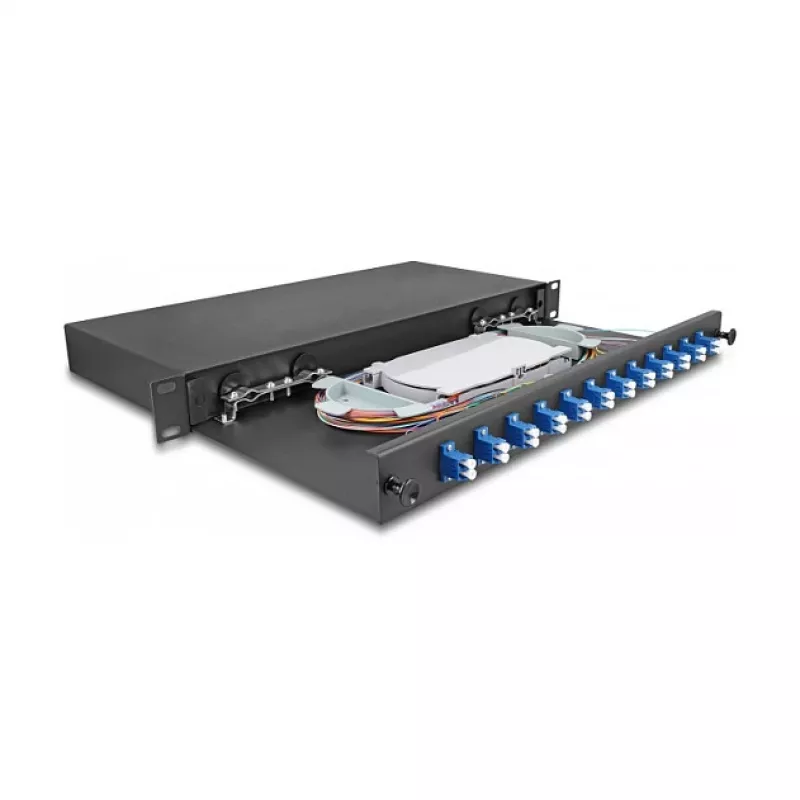 DeLOCK 67003 šviesolaidžių sujungimo dėžė juoda metalinė 483x220x44mm