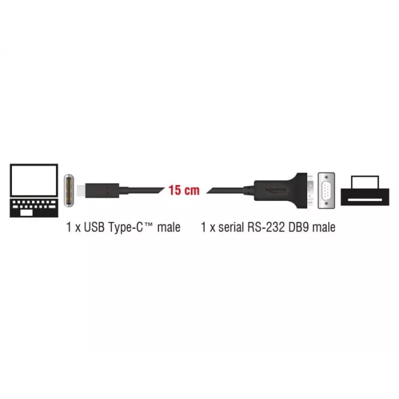 Serijinis kabelis DeLOCK 63908 Juodas 0.15 m DB-9