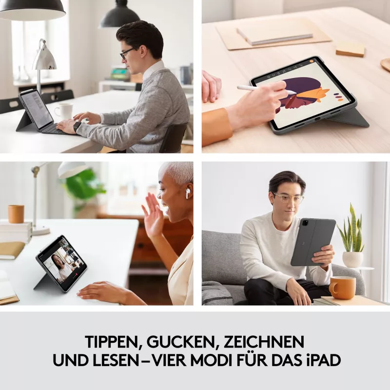 Dėklas su klaviatūra Logitech Combo Touch US iPad Pro 11 1,2,3 gen pilka