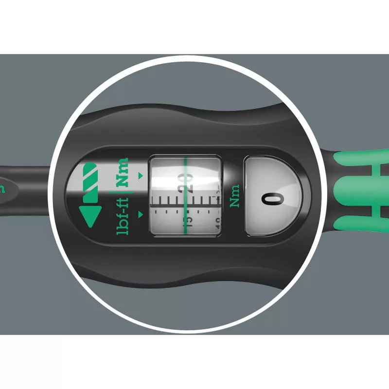 Dinamometrinis raktas Wera Click-Torque X 7 su juodai žalia rankena, kvadratinis įdėklas 14x18 mm