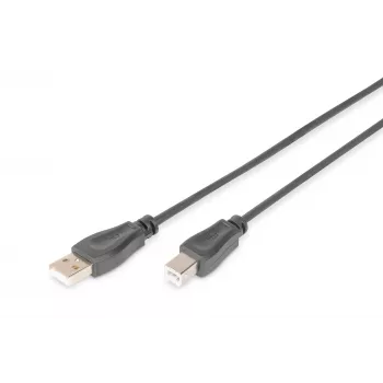 Digitus ASSMANN USB kabelis – USB A tipo (4 kontaktų, kištukas) – USB B tipo (4 kontaktų, kištukas) – 1 m (USB / Hi-Speed USB) – Juoda (AK-300105-010-S)