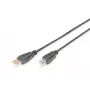 Digitus ASSMANN USB kabelis – USB A tipo (4 kontaktų, kištukas) – USB B tipo (4 kontaktų, kištukas) – 1 m (USB / Hi-Speed USB) – Juoda (AK-300105-010-S)