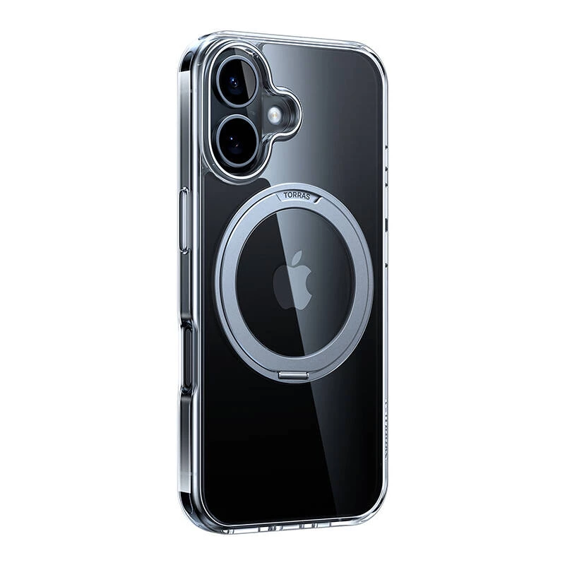Apsauginis dėklas Torras Ostand Pro, iPhone 16 Plus, permatomas, plonas, TPU/PC