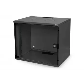7HE sieninis tinklo spintos rėmas nesurinktas 370x540x400 mm stiklo durimis juodas