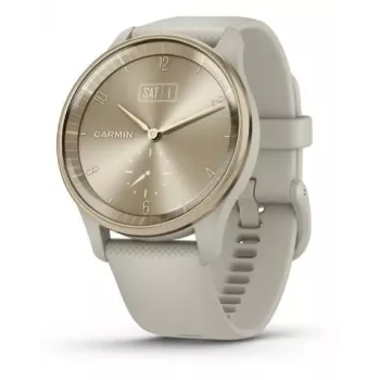 Garmin vívomove Trend 40 mm hibridinis laikrodis – LCD ekranas (254 x 346, liečiamas), GPS, NFC, auksinis / pilkas, silikoninė apyrankė