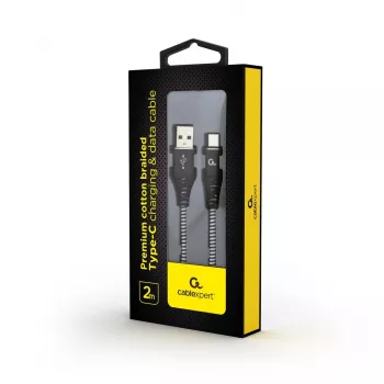 Gembird CC-USB2B-AMCM-2M-BW USB 2.0 laidas USB A – USB C, juodas, baltas, 2 m