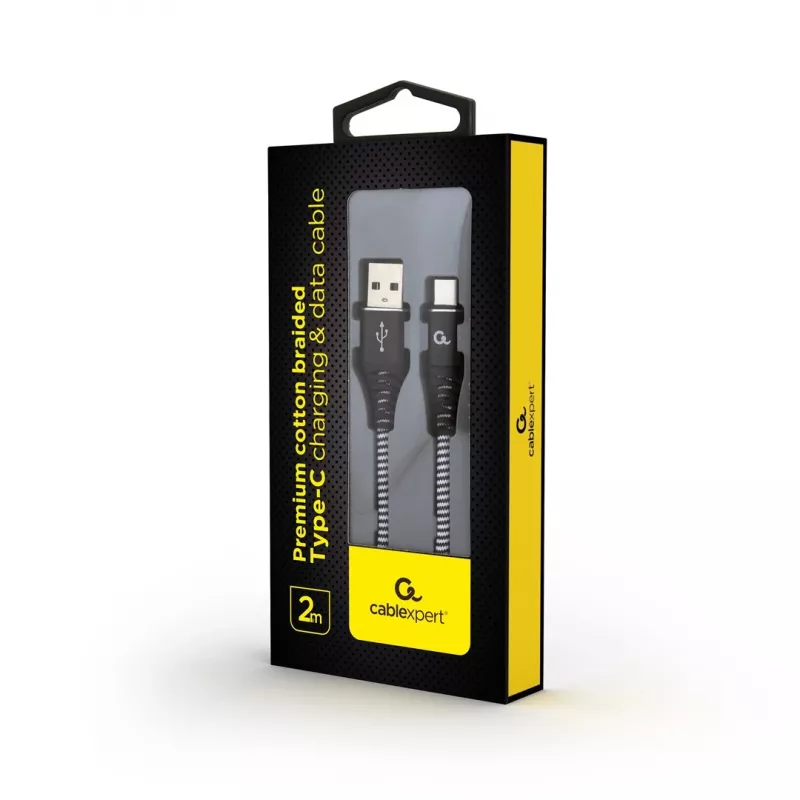 Gembird CC-USB2B-AMCM-2M-BW USB 2.0 laidas USB A – USB C, juodas, baltas, 2 m