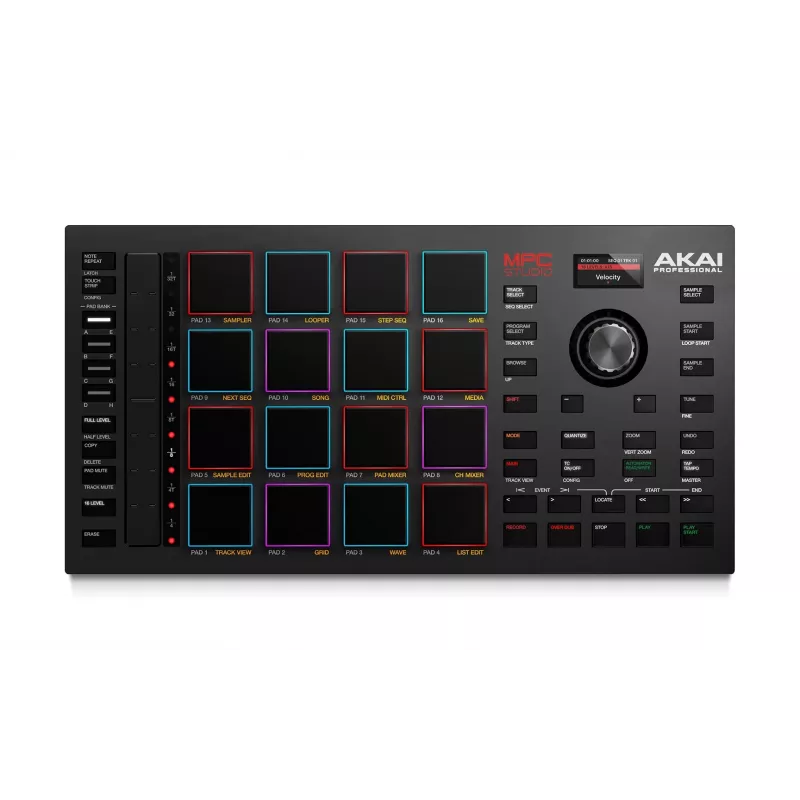 MIDI studijos valdiklis AKAI MPC Studio MK2 su 16 pagalvėlių, LCD, RGB foniniu apšvietimu, USB-MIDI, 305 mm plotis