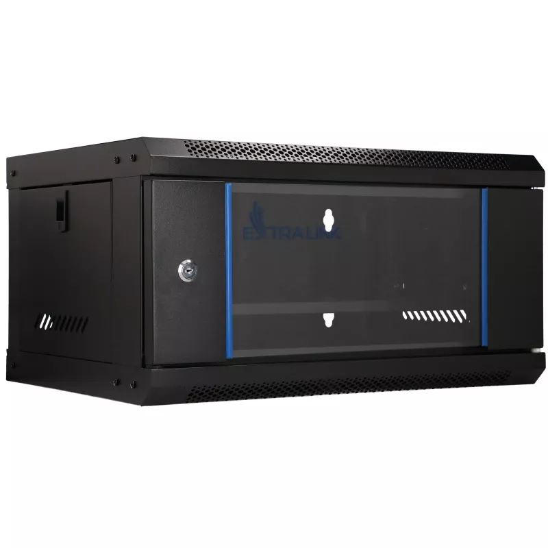 EXTRALINK LITE 4U 530×400 sieninis stelažinis korpusas juodas su lentyna