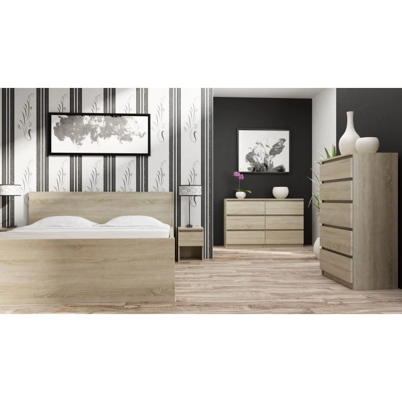 Komoda Top e shop M5 SONOMA – 5 stalčių, ąžuolo spalvos, 700×400×1120 mm, medžio drožlių plokštė