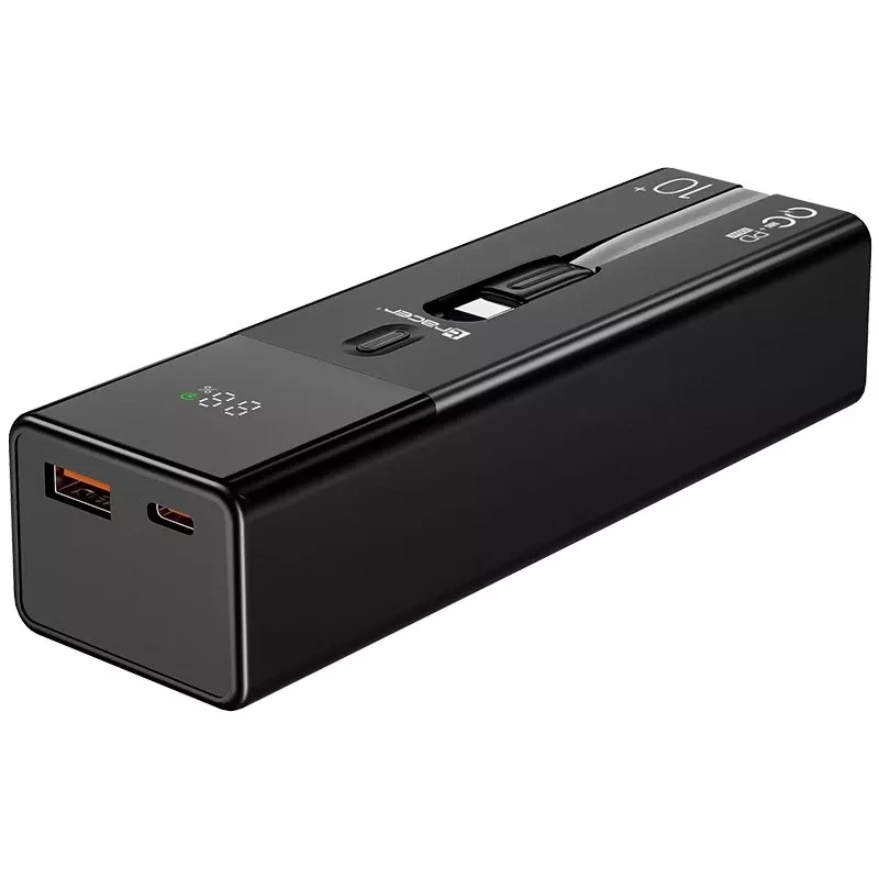 Nešiojamas Power Bank TRACER Quant 10000 mAh Li-Ion, PD & QC3.0, 3 prievadai (2×USB-C, 1×USB-A), 100W, Juodas