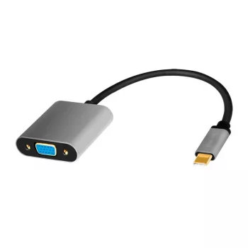 USB Type-C į VGA (D-Sub) vaizdo adapterio kabelis LOGILINK CUA0104 0,15 m, pilkas/juodas