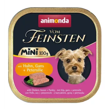 Šlapias šunų ėdalas Animonda Vom Feinsten 100 g – Vištiena, be grūdų, suaugusioms mažų veislių šunims (5–10 kg)