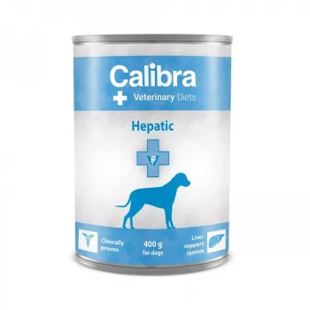 Šlapias šunų ėdalas Calibra Veterinary Diets Hepatic 400 g – vištienos receptūra suaugusiems šunims, skirta kepenų funkcijai palaikyti, be glitimo ir sojos
