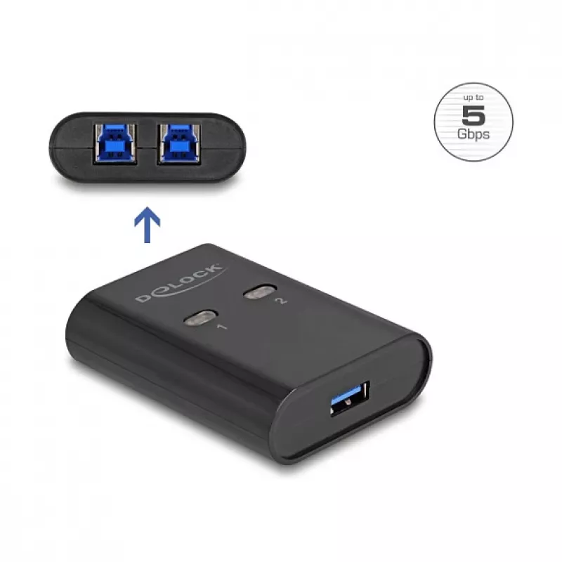 DeLOCK USB jungiklis 2 PC prie 1 įrenginio 5 Gbps juodas