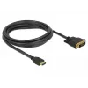 DeLOCK HDMI / DVI-D laidas, 2,0 m, triguba izoliacija, juodas, su varžteliais (85654)